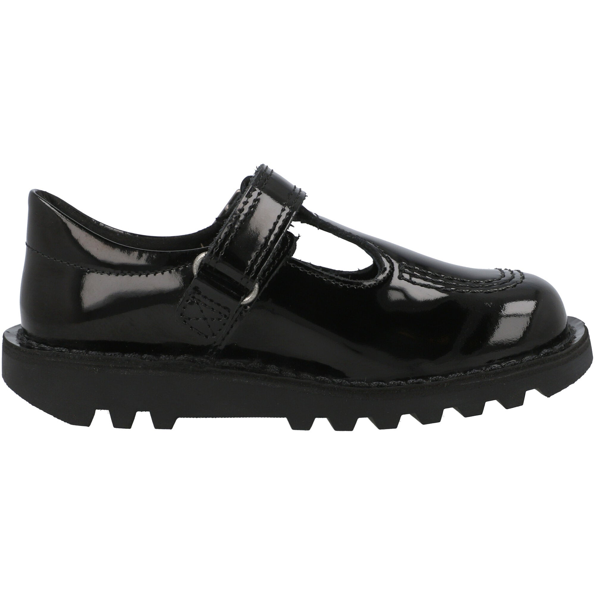 Kickers Kick T Black Patent School Shoes