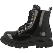 Tommy Hilfiger Black Glitter Lace-Up Boots