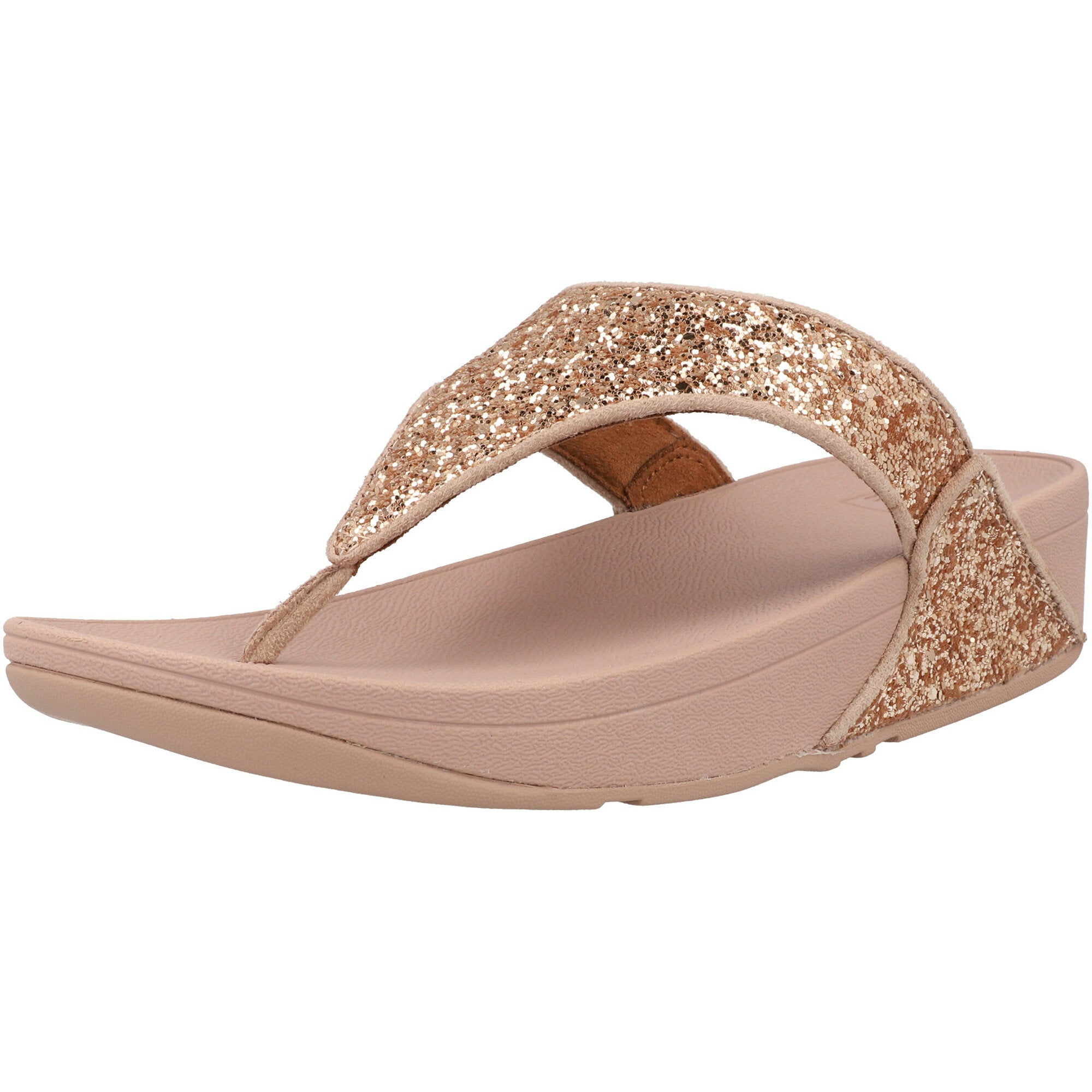 FitFlop Lulu Glitter Toe-Thongs Rose Gold