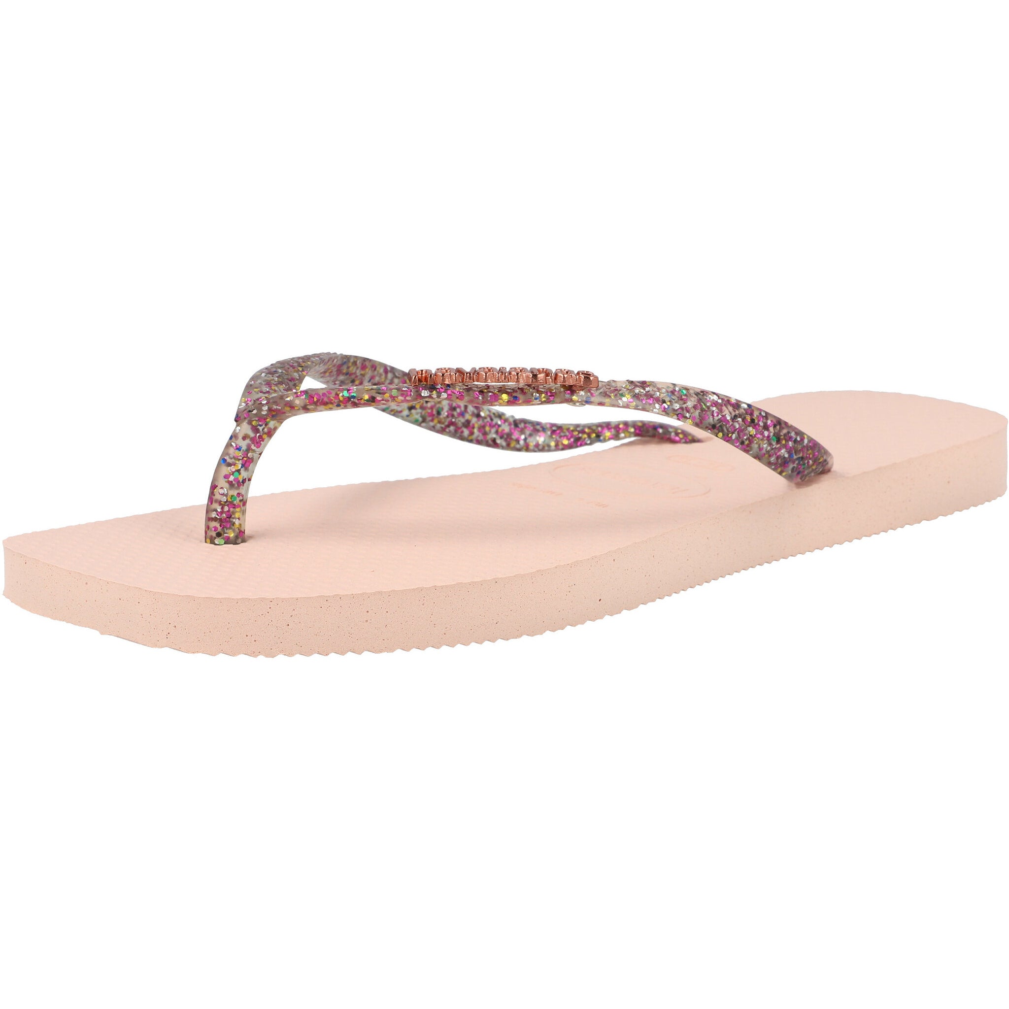 Havaianas Slim Square Logo Metallic Ballet Rose Flip Flops